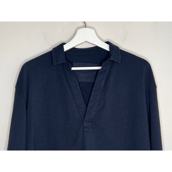 Frank Eileen Patrick 100% Cotton Popover Henley T-Shirt Navy Women's Size M - Picture 4 of 8